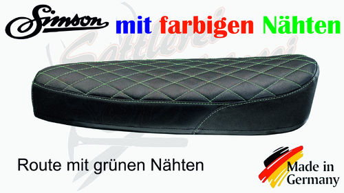 Simson seat cover - black route with green stitching