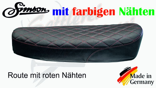 Simson seat cover - black route with red stitching