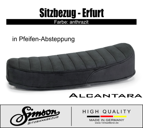 Simson Sitzbankbezug - Erfurt - Alcantara - Pfeifen Absteppung - anthrazit